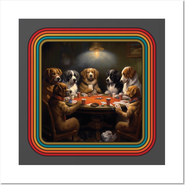 Retro Dogs Playing Poker Wall Art by DavidLoblaw